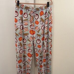 Fun Noodle Print Men's Pajama Pants - White and Red